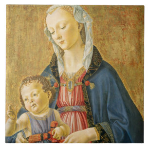 Madonna und Kind mit zwei Spendern, 1525-1530 Fliese