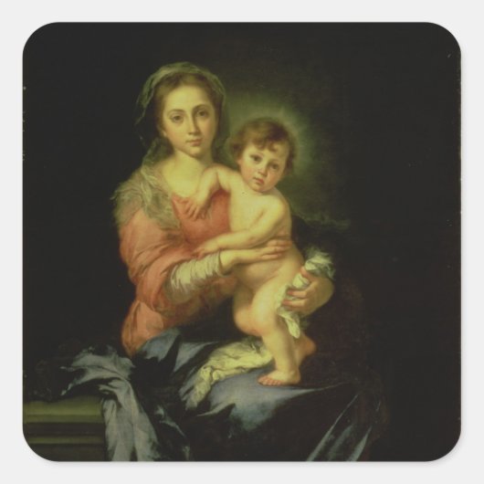 Madonna und Kind nach 1638 Quadratischer Aufkleber (Vorderseite)