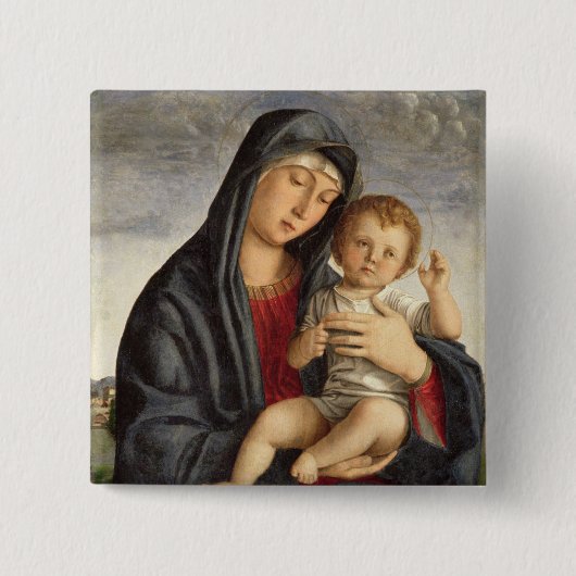 Madonna und Kind (Öl auf Platte) 2 Button (Vorderseite)