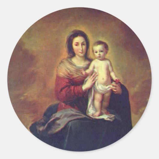 Madonna und Kind Runder Aufkleber (Vorderseite)