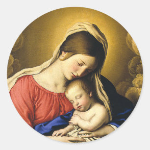 Madonna und Kind Runder Aufkleber