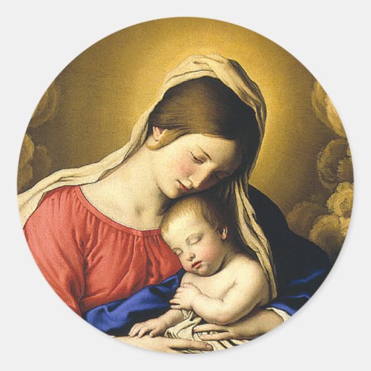 Madonna und Kind Runder Aufkleber (Vorderseite)