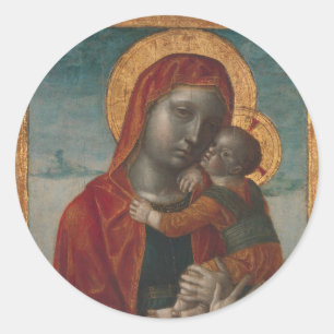 Madonna und Kind Runder Aufkleber
