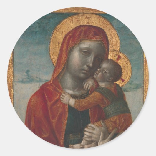 Madonna und Kind Runder Aufkleber (Vorderseite)