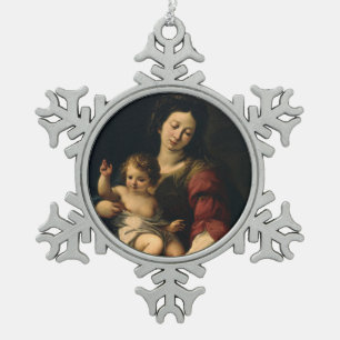 Madonna und Kind Schneeflocken Zinn-Ornament