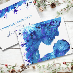 Madonna und Kind schöne Aquarellmalerei  Feiertagskarte