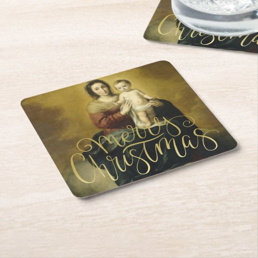 Madonna und Kind, schöne Kunst - Weihnachten Rechteckiger Pappuntersetzer (angewinkelt)