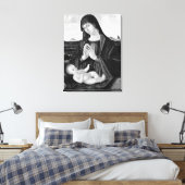 Madonna und Kind Schwarz-Weiß-Ölgemälde Leinwanddruck (Insitu (Schlafzimmer))