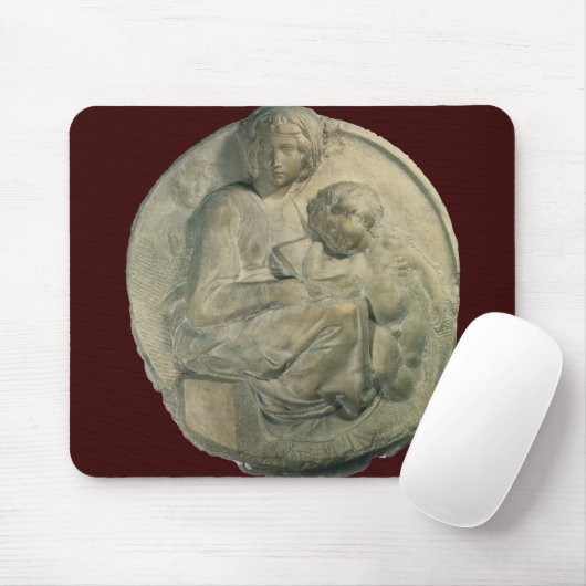Madonna und Kind, Tondo Pitti von Michelangelo Mousepad (Mit Mouse)