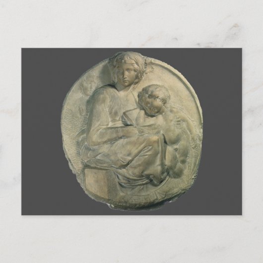 Madonna und Kind, Tondo Pitti von Michelangelo Postkarte (Vorderseite)