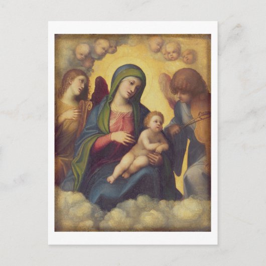 Madonna und Kind und Kind in Ruhm, c.1520 (Öl Postkarte (Vorderseite)