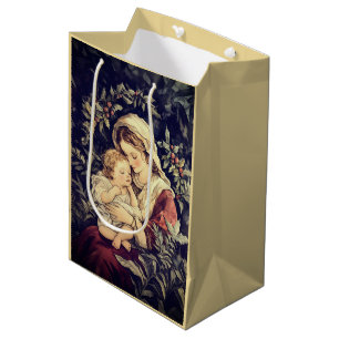 Madonna und Kind Vintage-Weihnachten Mittlere Geschenktüte