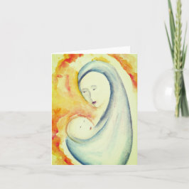 Madonna und Kind Wasserfarbe Leere Dankeskarte