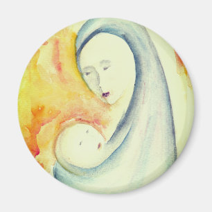 Madonna und Kind Weihnachten Geburt Christi Aquare Magnet