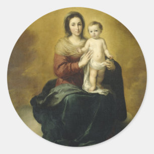 Madonna und Kind, Weihnachtsaufkleber für schöne K Runder Aufkleber