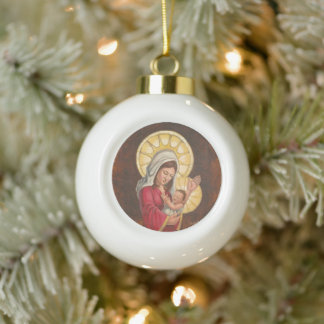 Madonna-und-Kind-Weihnachtsbaumanhänger Keramik Kugel-Ornament