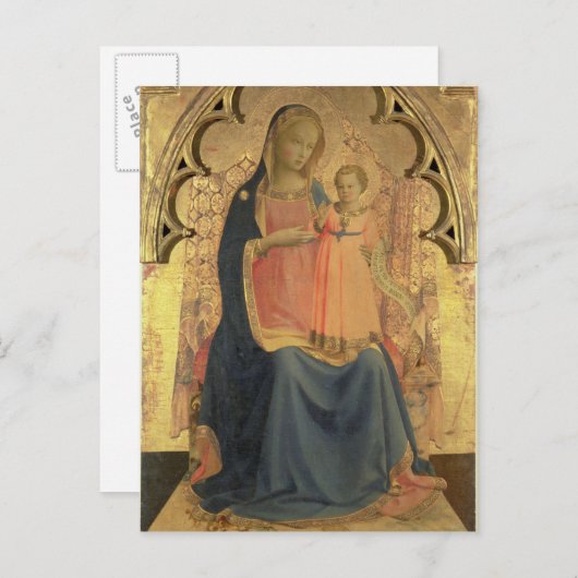 Madonna und Kind, zentrale Tafel eines Triptychons Postkarte (Vorne/Hinten)
