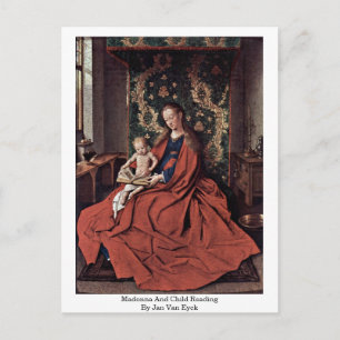Madonna und Kinderlesung von Jan Van Eyck Postkarte