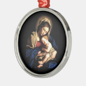 Madonna und Kinderrunde Verzierung Silbernes Ornament (Links)