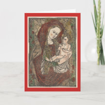 MADONNA UND KINDERWOODBLOCK-GREETKARTE