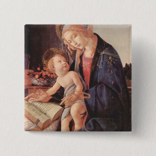 Madonna unterrichtet das Kind Jesus Button