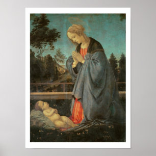 Madonna verehrt das Kind, c.1477-80 (Öl auf p Poster