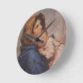 Madonna Virgin Mother Mary with Sleeping Jesus Runde Wanduhr (Winkel)