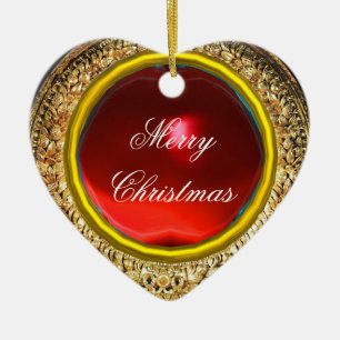 Madonna vom Granatapfel / Ruby Gemstone Herz Keramik Ornament