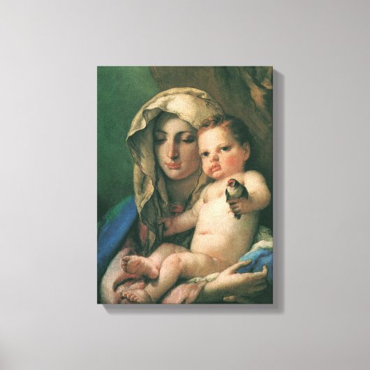 Madonna von Goldfinch von Tiepolo, Vintage Kunst Leinwanddruck (Vorderseite)