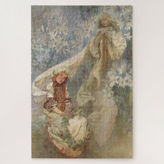 Madonna von Lilies von Alphonse Mucha Puzzle (Vertikal)