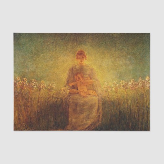 Madonna von Lilies von Gaetano Previati Seidenpapier (Vorderseite)
