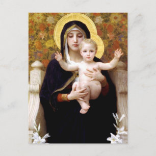 Madonna von Lilies, William Bouguereau Postcard Postkarte