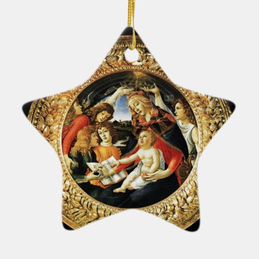 Madonna von Magnificat / Ruby Gemstone Star Keramik Ornament (Hinten)