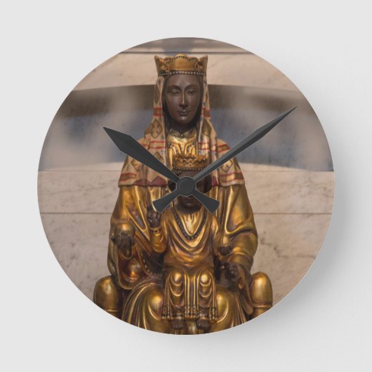 Madonna von Montserrat schwarzes Madonna Spanien Runde Wanduhr (Vorderseite)