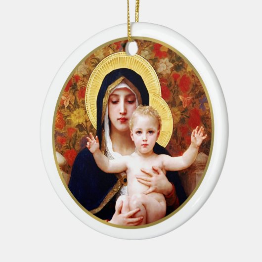 Madonna von W. Bouguereau. Fine Art Christmas Gesc Keramikornament (Links)