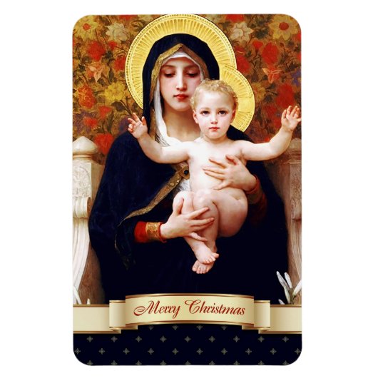 Madonna von W. Bouguereau. Fine Art Christmas Gesc Magnet (Vertikal)