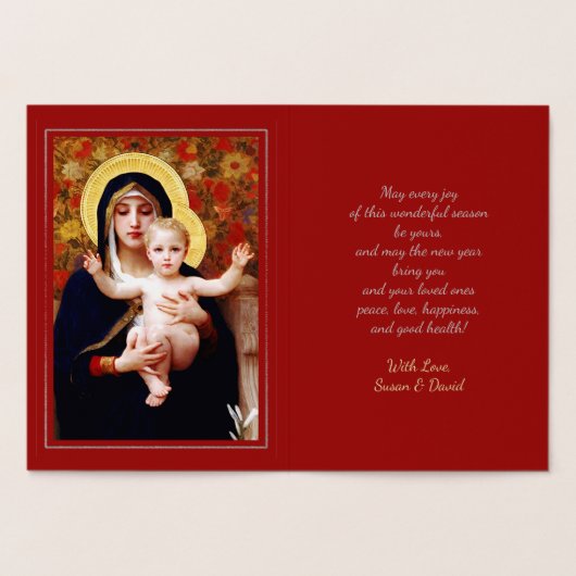 Madonna von W.Bouguereau Luxus Weihnachten Folienkarte (Innenseite)