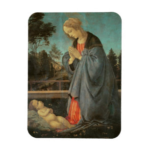 Madonna, welches das Kind, c.1477-80 anbetet (Öl Magnet