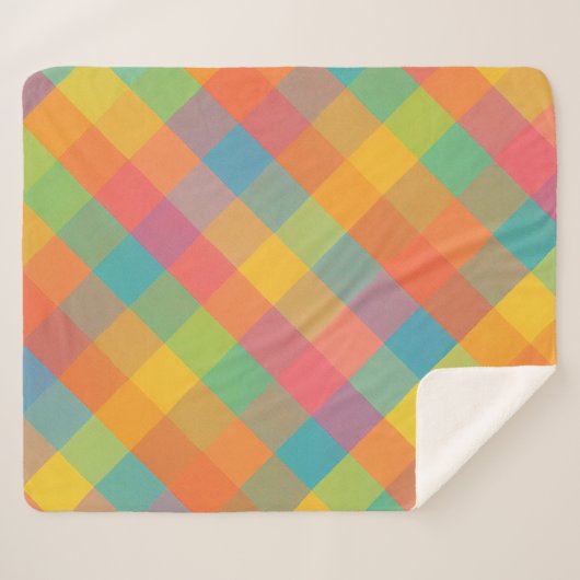 Madras Breeze - Diagonal Kariert Sherpa Fleece Lee Sherpadecke (Vorderseite (Horizontal))
