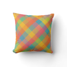 Madras Breeze - Diagonal Kariertes Throw Kissen