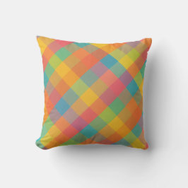Madras Breeze - Diagonal Kariertes Throw Kissen