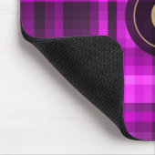 Madras Hot Pink Girly Muster Individuelle Initiale Mousepad (Ecke)