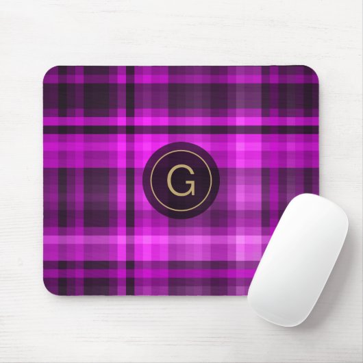 Madras Hot Pink Girly Muster Individuelle Initiale Mousepad (Mit Mouse)