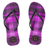 Madras Hot Pink Girly Pattern Custom Monogram Badesandalen (Fußbett)