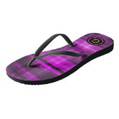 Madras Hot Pink Girly Pattern Custom Monogram Badesandalen (Schrägansicht)