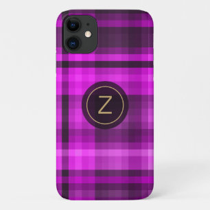 Madras Hot Pink Girly Pattern Monogramm individuel Case-Mate iPhone Hülle
