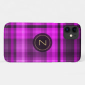 Madras Hot Pink Girly Pattern Monogramm individuel Case-Mate iPhone Hülle (Rückseite (Horizontal))