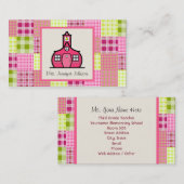 Madras inspirierte karierten/rosa visitenkarte (Vorne/Hinten)