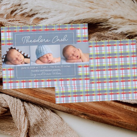 Madras Kariert Baby Birth Ankündigung