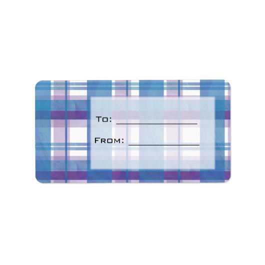 Madras Kariert Blau und Lila Adressaufkleber (Vorne)